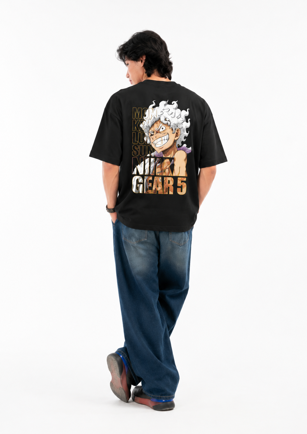 Luffy Gear 5 Streetwear Oversized Black T-Shirt
