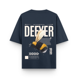 Defyer Bumblebee Cotton Oversized T shirt Navy Blue
