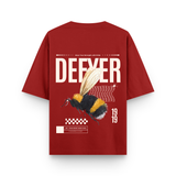 Defyer Bumblebee Cotton Oversized T shirt Red