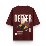 Defyer Bumblebee Cotton Oversized T shirt Maroon