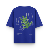 Sharp Minds Abstract Face Oversized Royal Blue Graphic T-Shirt