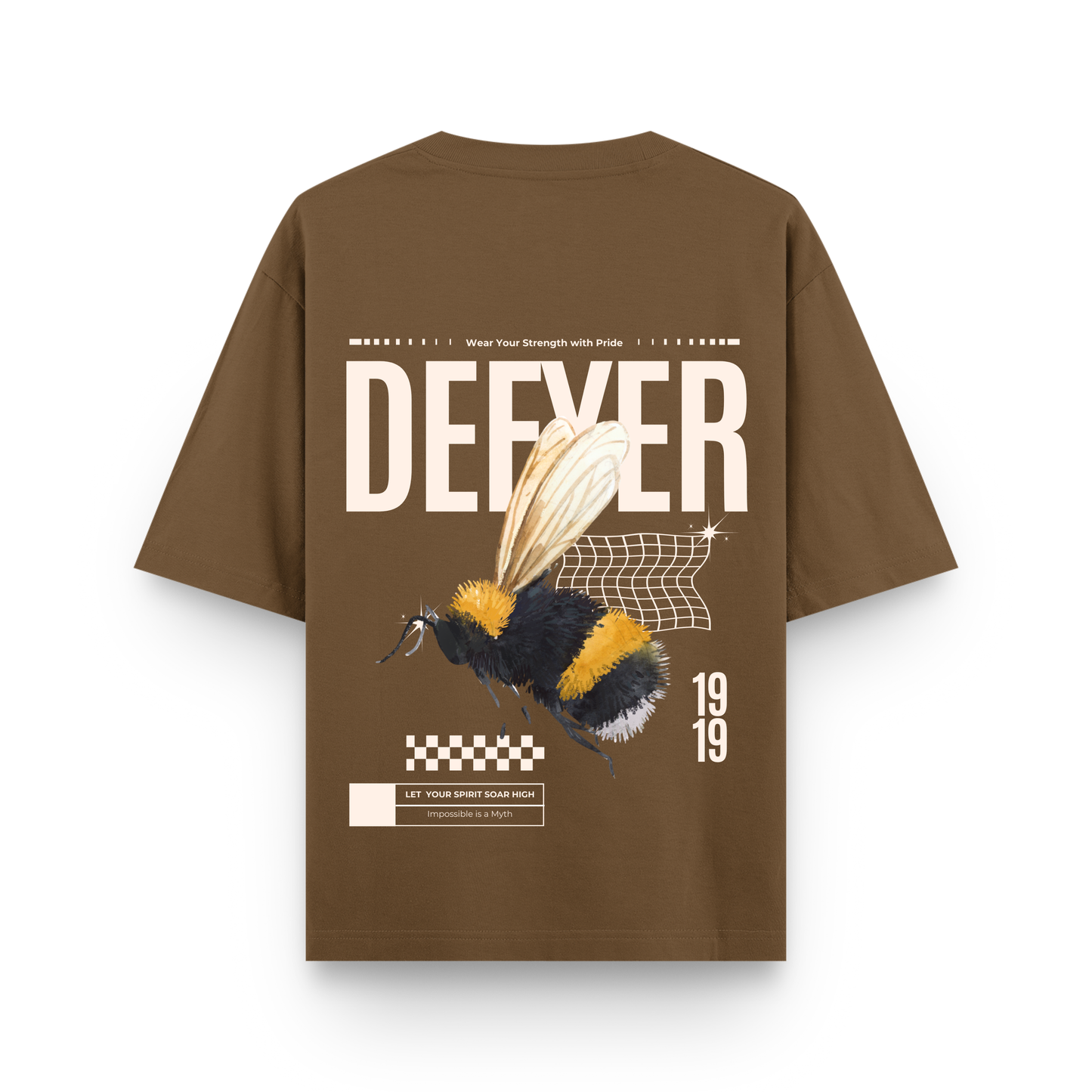 Defyer Bumblebee Cotton Oversized T shirt Brown