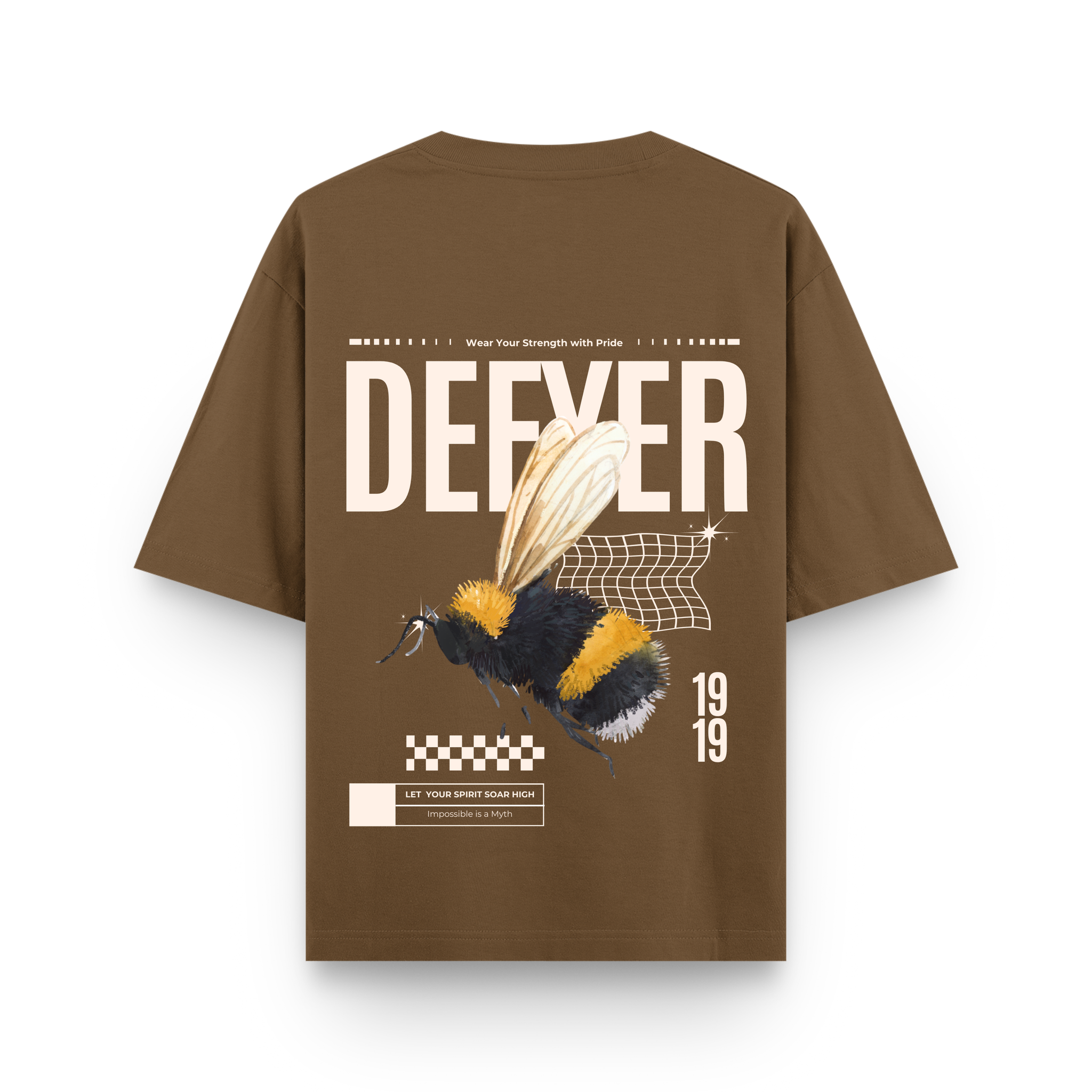 Defyer Bumblebee Cotton Oversized T shirt Brown