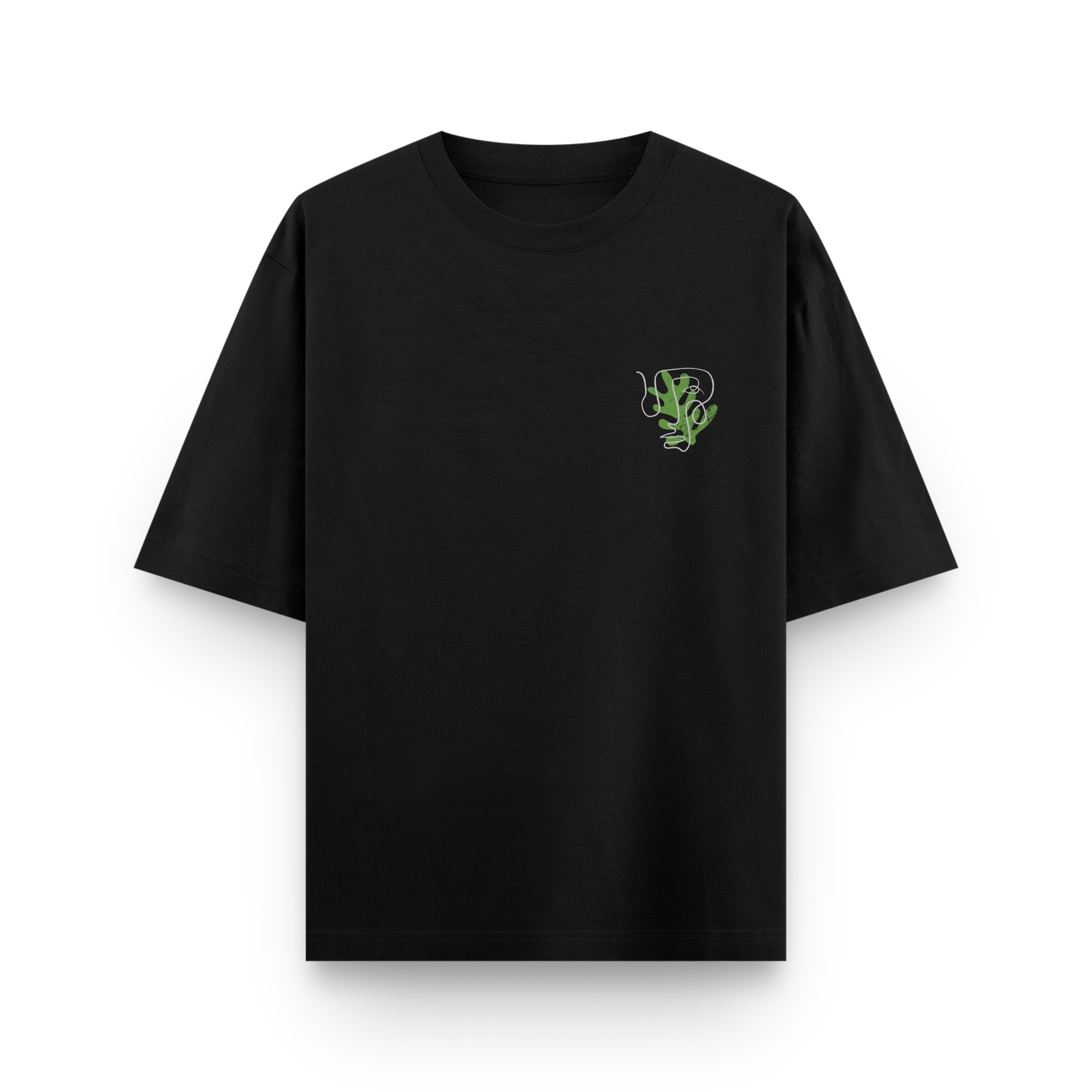 Sharp Minds Abstract Face Oversized Black Graphic T-Shirt