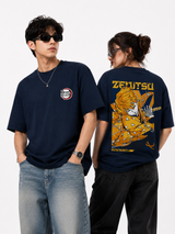 Zenitsu Thunder Oversized Cotton Unisex Navy Blue T-Shirt