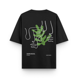 Sharp Minds Abstract Face Oversized Black Graphic T-Shirt