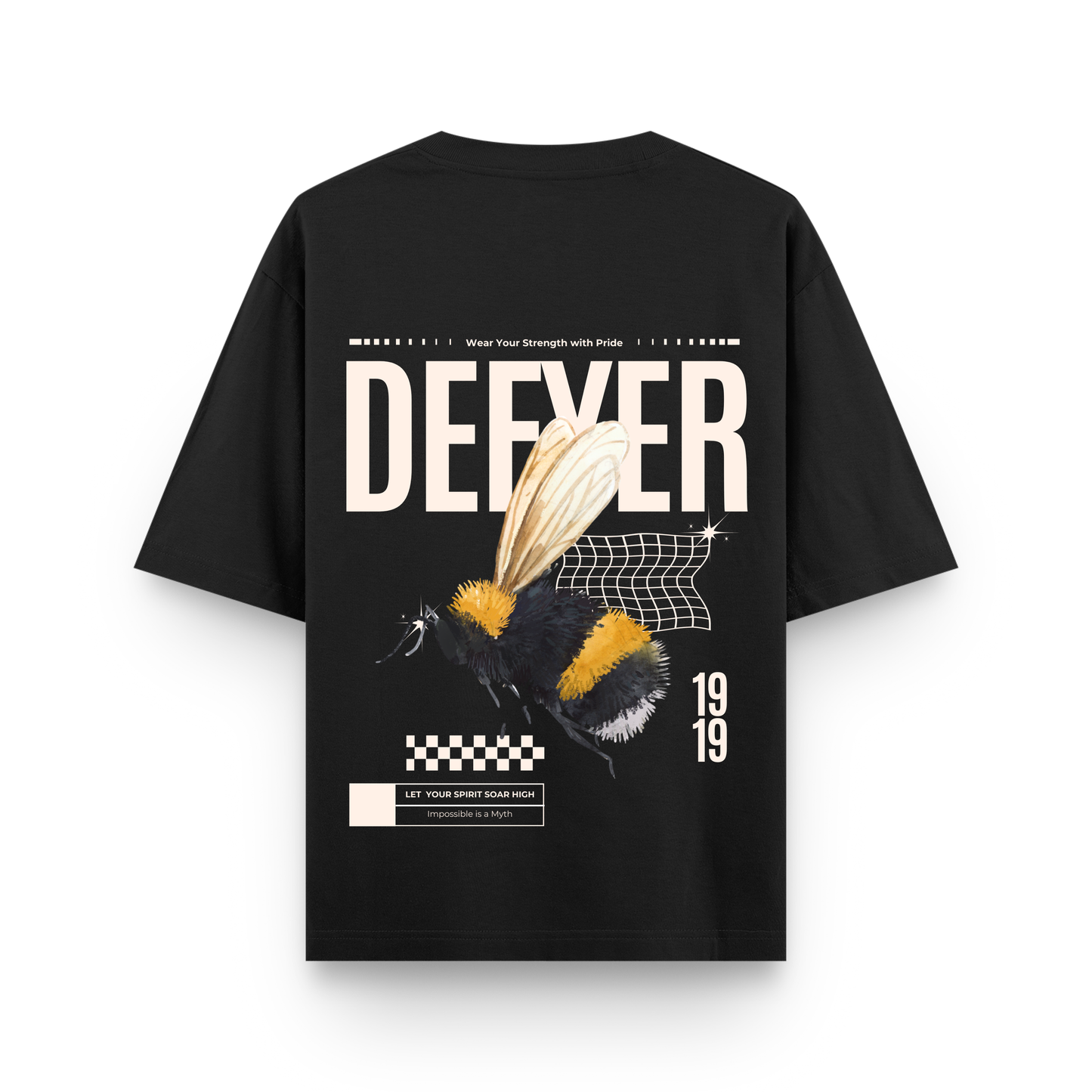 Defyer Bumblebee Cotton Oversized T shirt Black