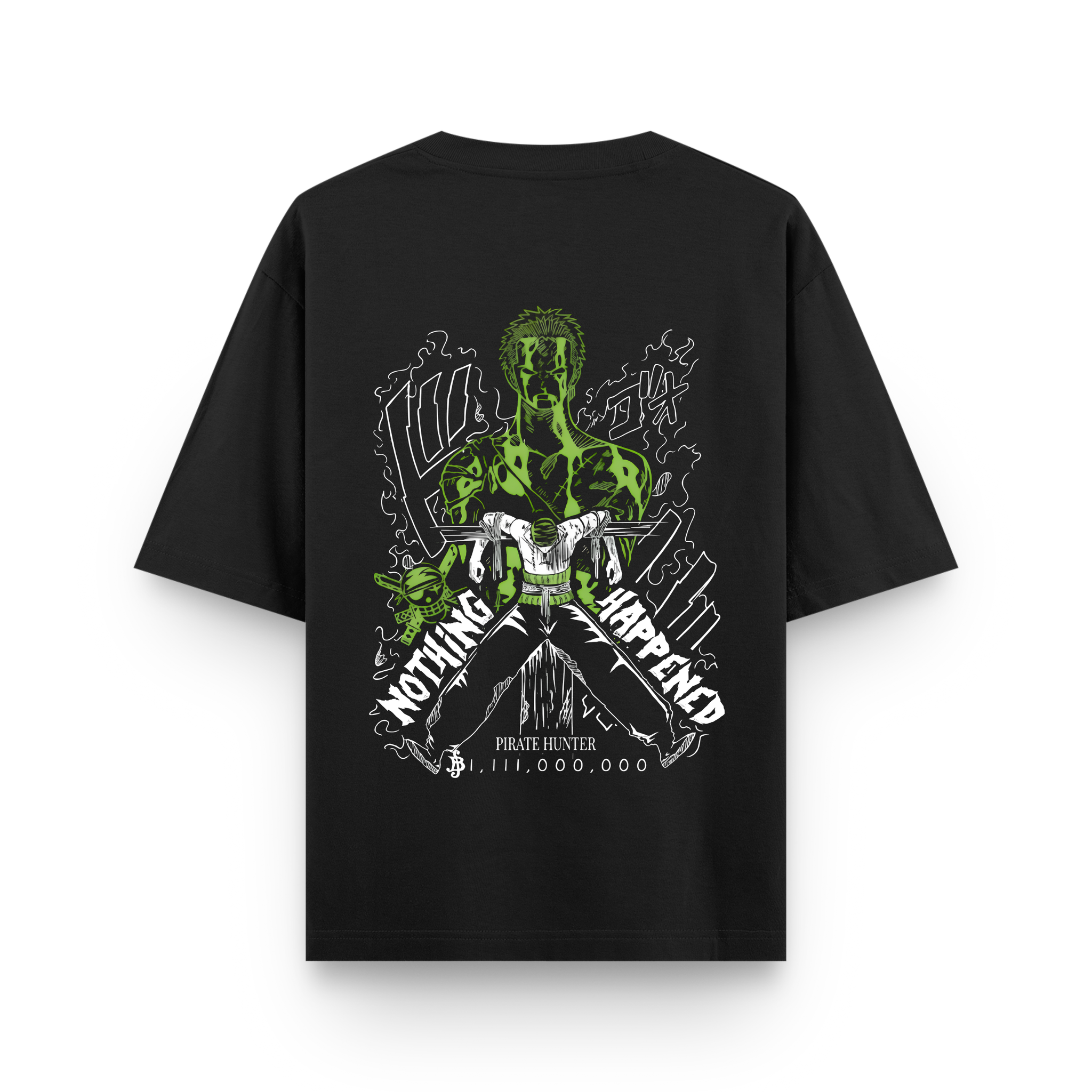 Nothing Happened Zoro Black Oversized Anime T-shirt