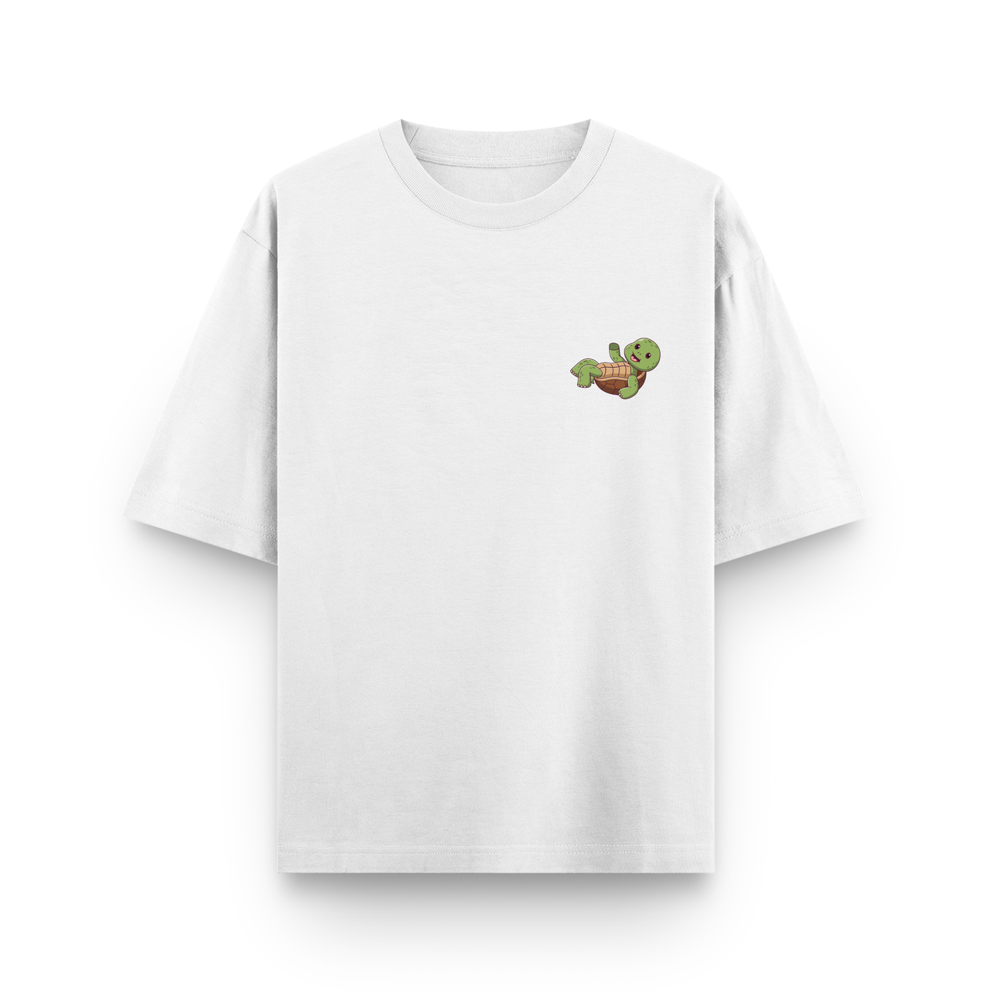 Take It Easy Turtle Oversized White Graphic T shirt