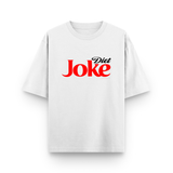 White t-shirt with 'Diet Coke Joke' text on a white background