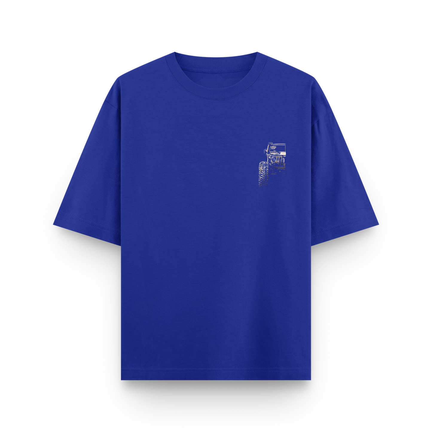 4x4 Offroad Beast Car Oversized Royal Blue Graphic T-Shirt