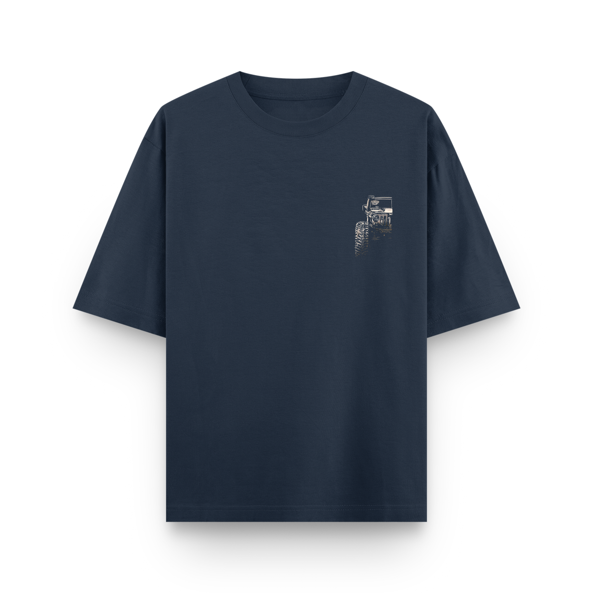 4x4 Offroad Beast Car Oversized Navy Blue Graphic T-Shirt