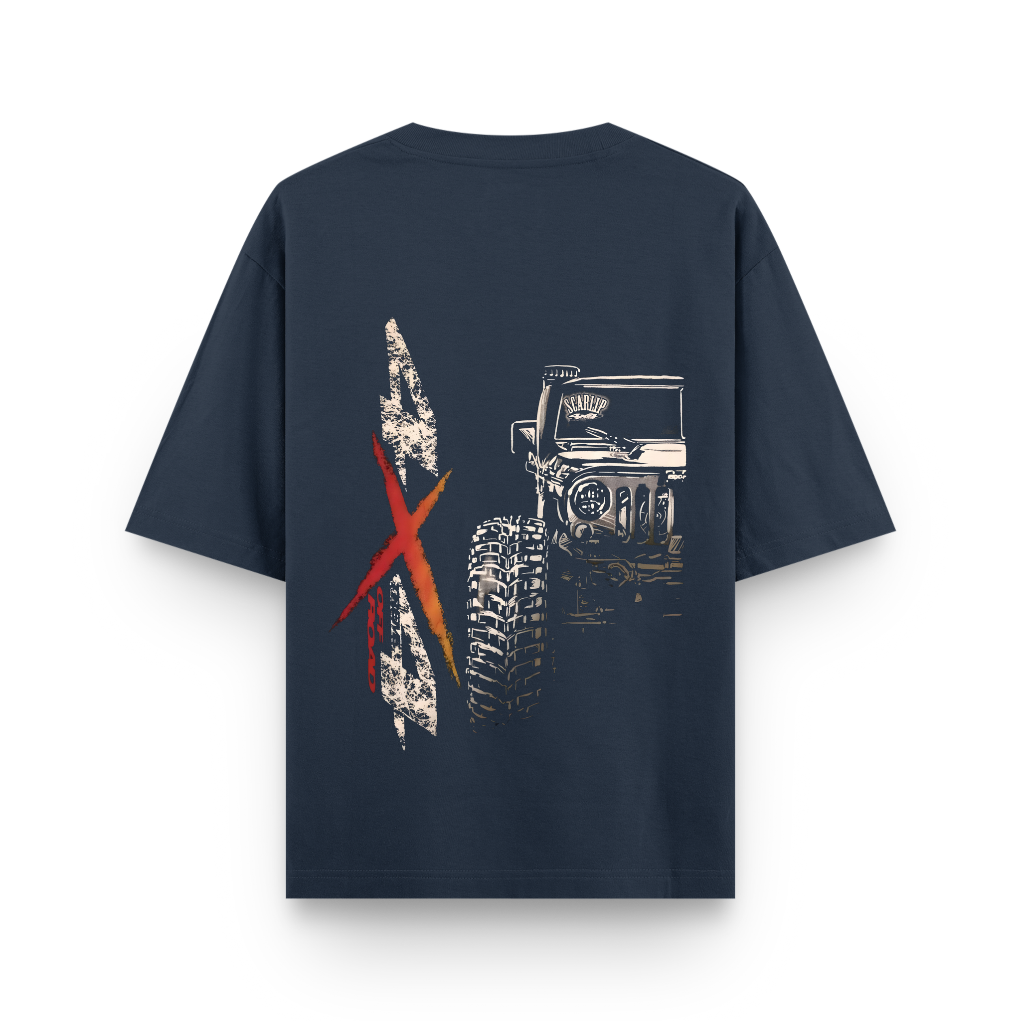 4x4 Offroad Beast Car Oversized Navy Blue Graphic T-Shirt