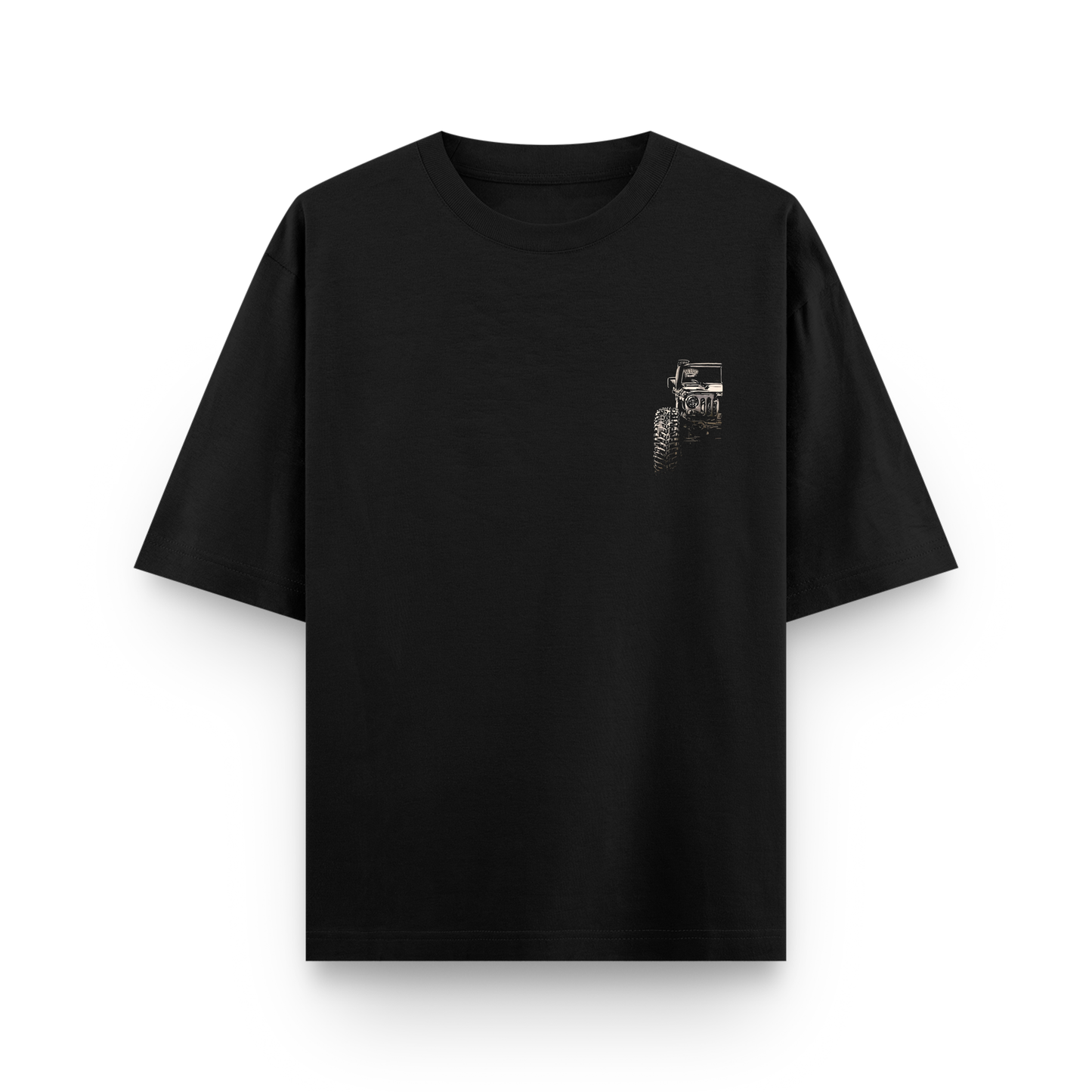 4x4 Offroad Beast Car Oversized Black Graphic T-Shirt