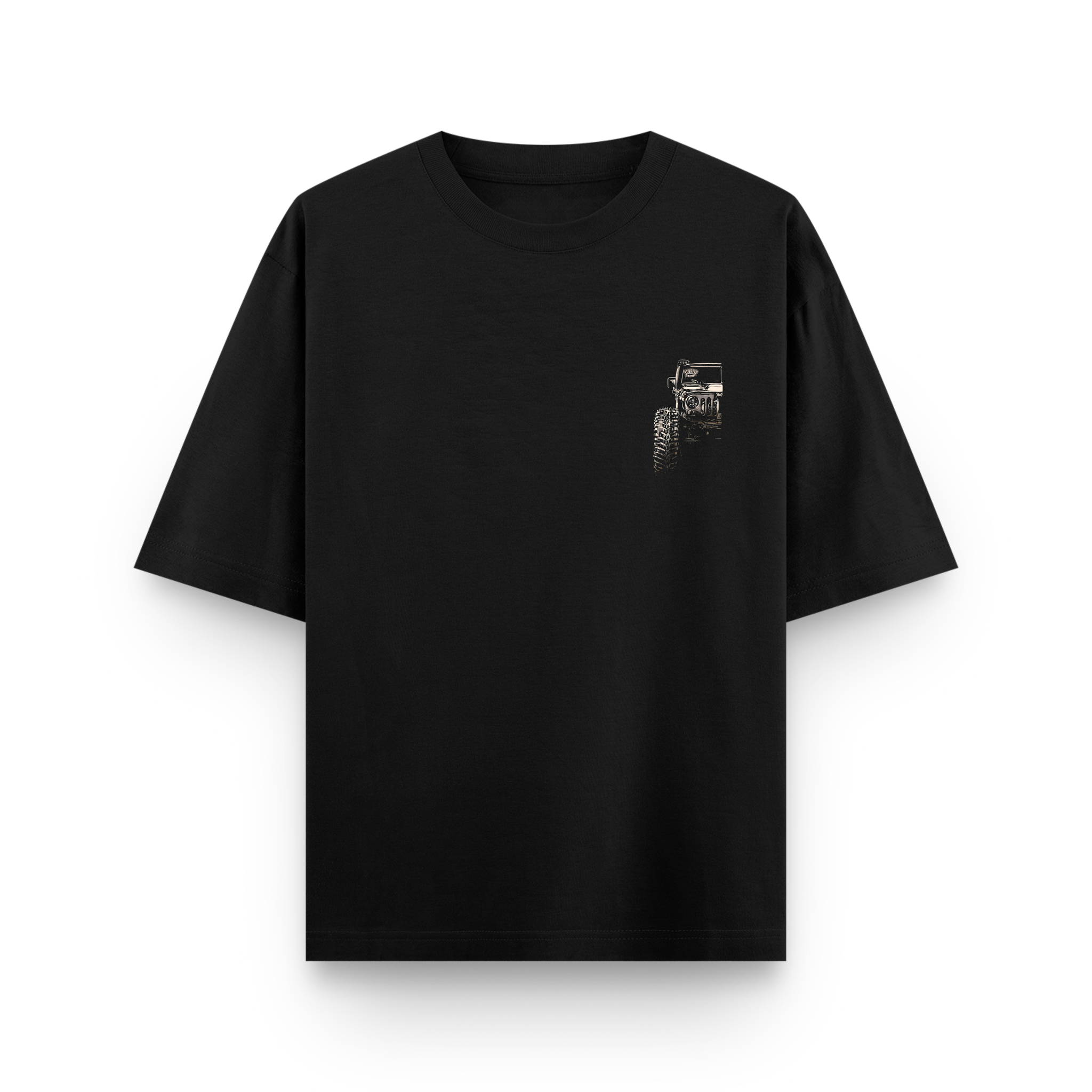 4x4 Offroad Beast Car Oversized Black Graphic T-Shirt