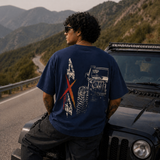4x4 Offroad Beast Car Oversized Navy Blue Graphic T-Shirt