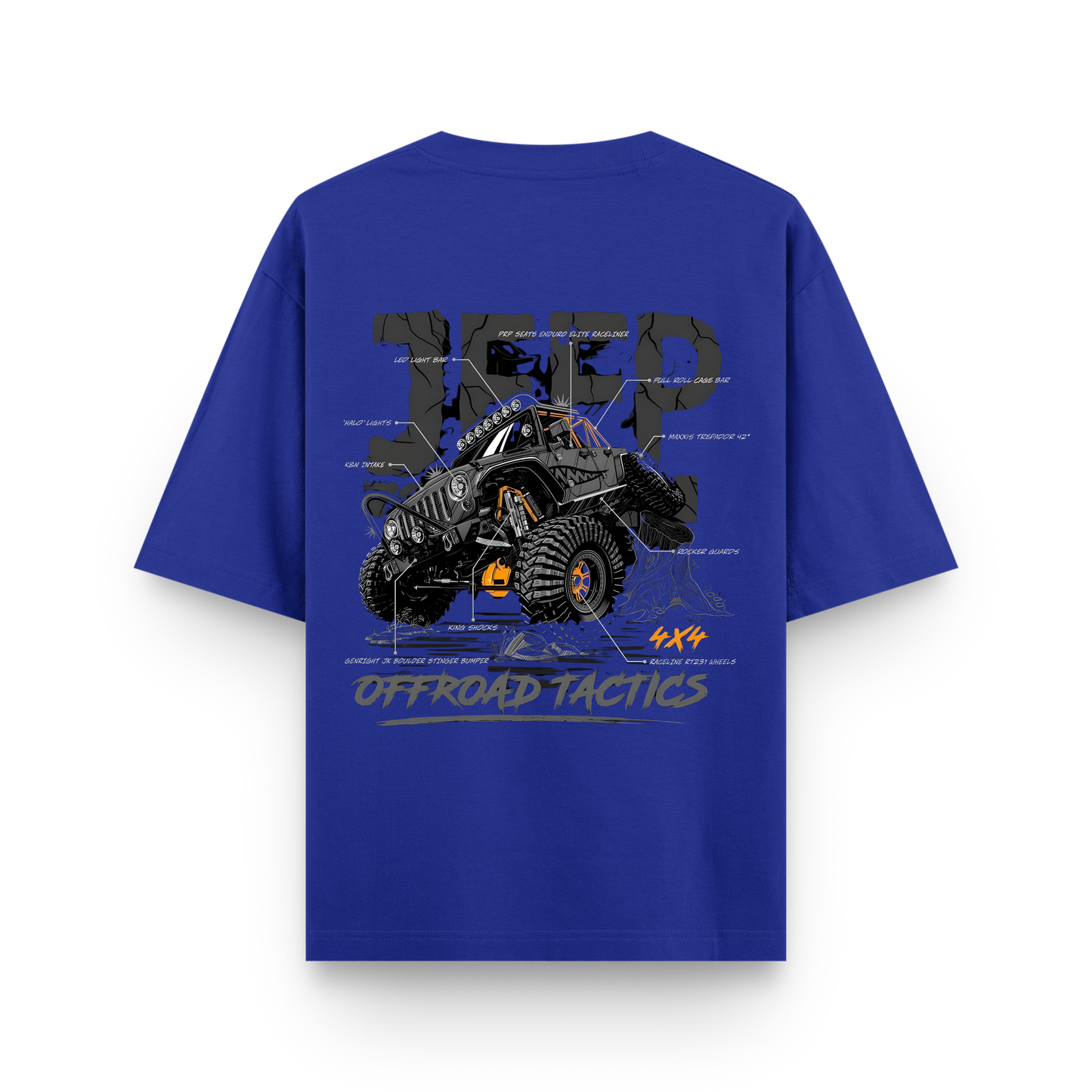 Tactical Beast 4 x 4 Oversized Royal Blue Cotton T-shirt