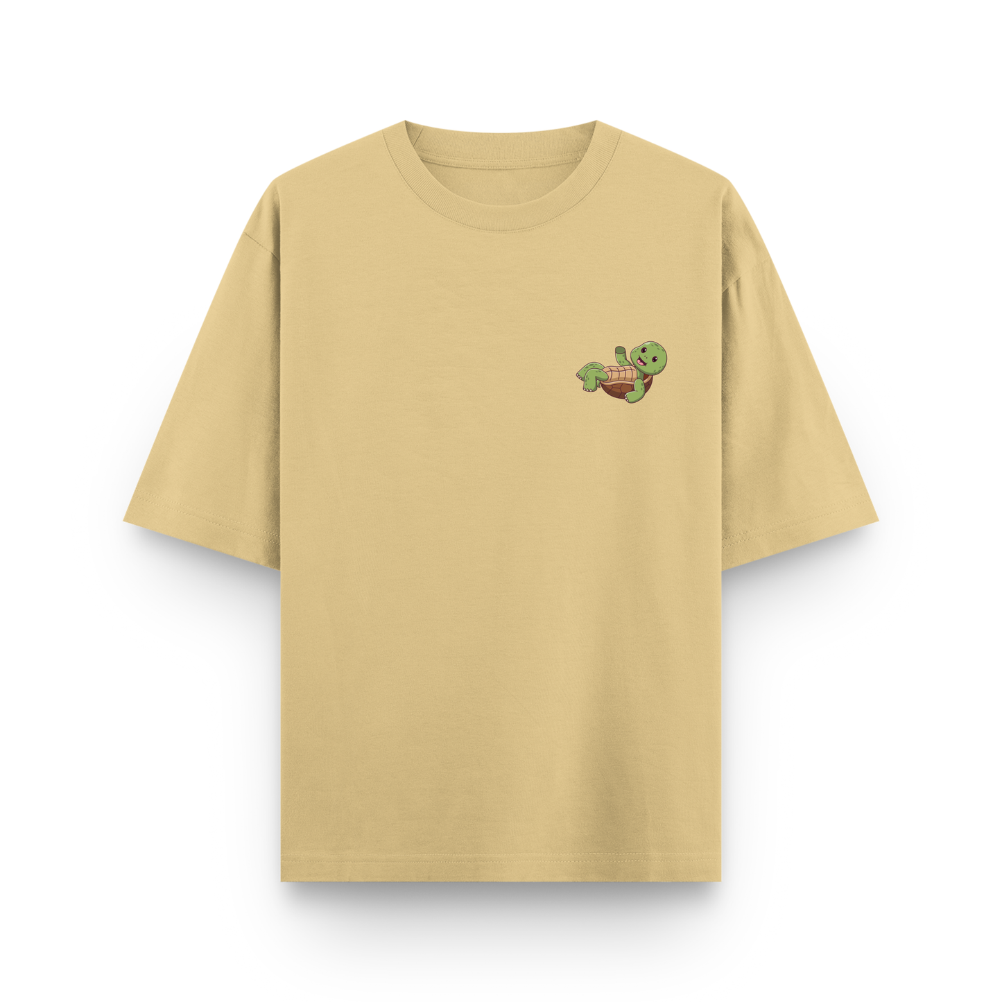 Take It Easy Turtle Oversized Beige Graphic T shirt
