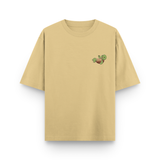 Take It Easy Turtle Oversized Beige Graphic T shirt