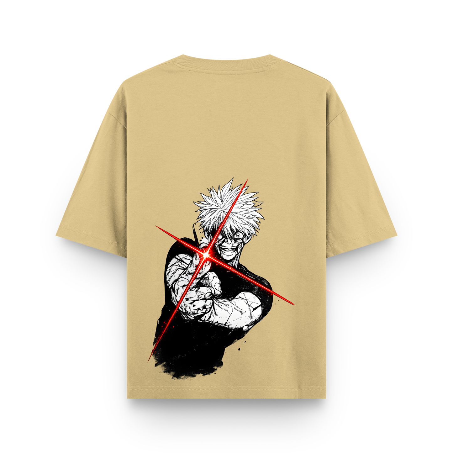 Limitless Madness Gojo Beige Oversized Anime T-shirt