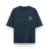 Sharp Minds Abstract Face Oversized Navy Blue Graphic T-Shirt
