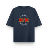 AC/DC High Voltage Oversized Navy Blue Graphic T-Shirt