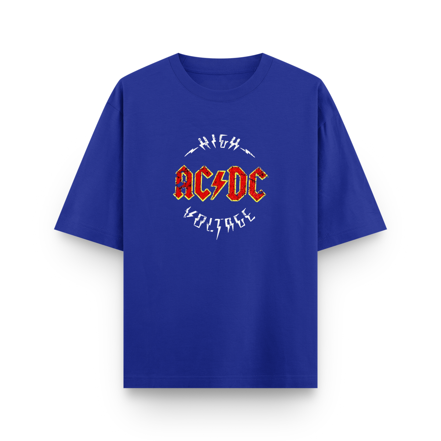AC/DC High Voltage Oversized Royal Blue Graphic T-Shirt