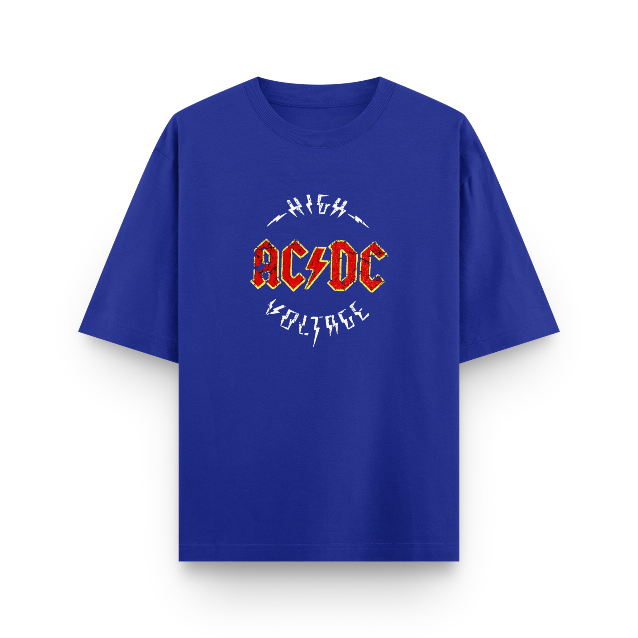 AC/DC High Voltage Oversized Royal Blue Graphic T-Shirt