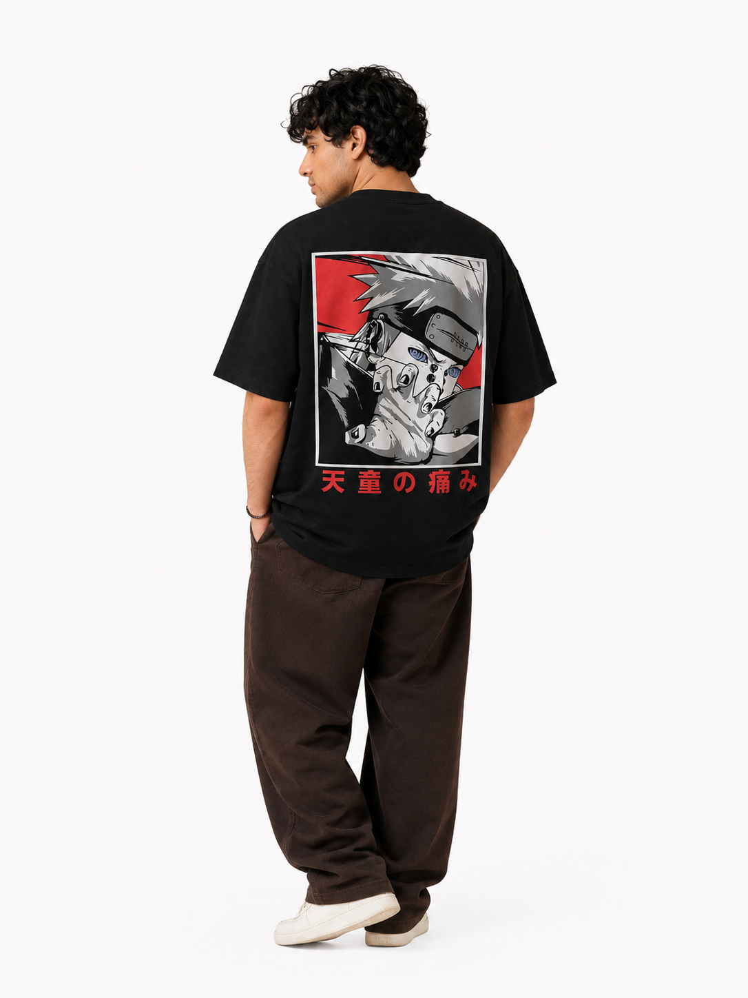 Akatsuki Pain Black Oversized Street Graphic T-Shirt