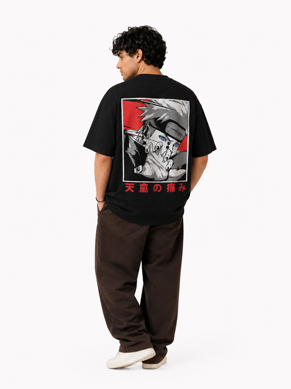 Akatsuki Pain Black Oversized Street Graphic T-Shirt