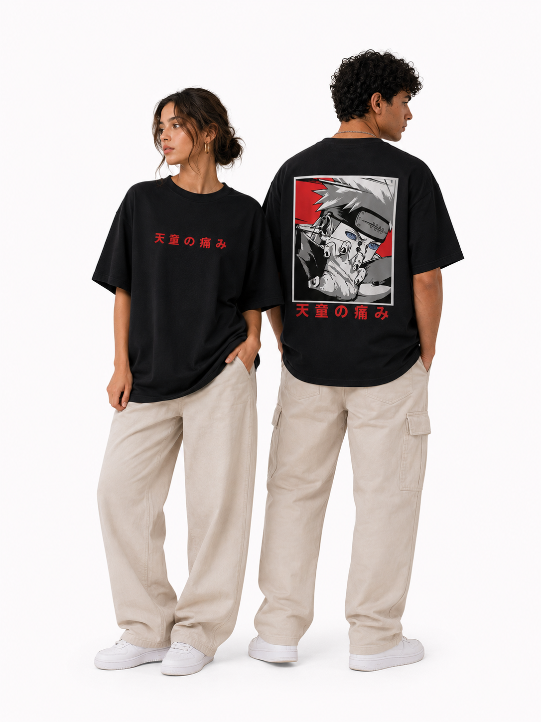 Akatsuki Pain Black Oversized Street Graphic T-Shirt