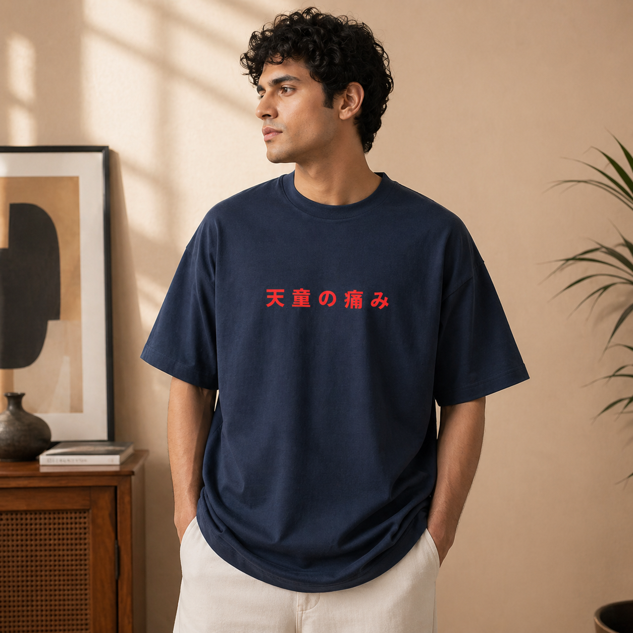 Akatsuki Pain Navy Blue Oversized Street Graphic T-Shirt