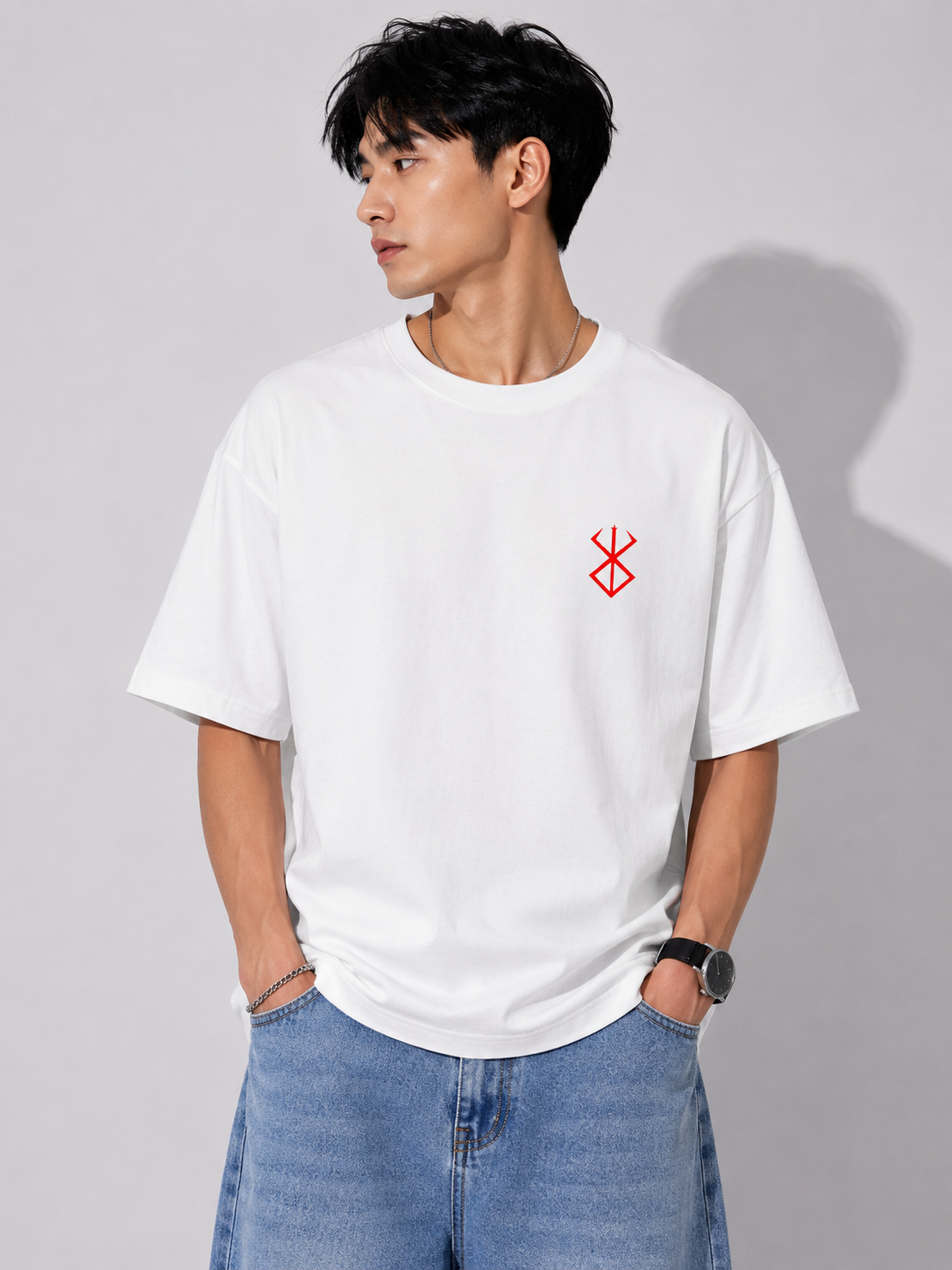 Armor of Rage Sigil Berserk Oversized T-shirt in White
