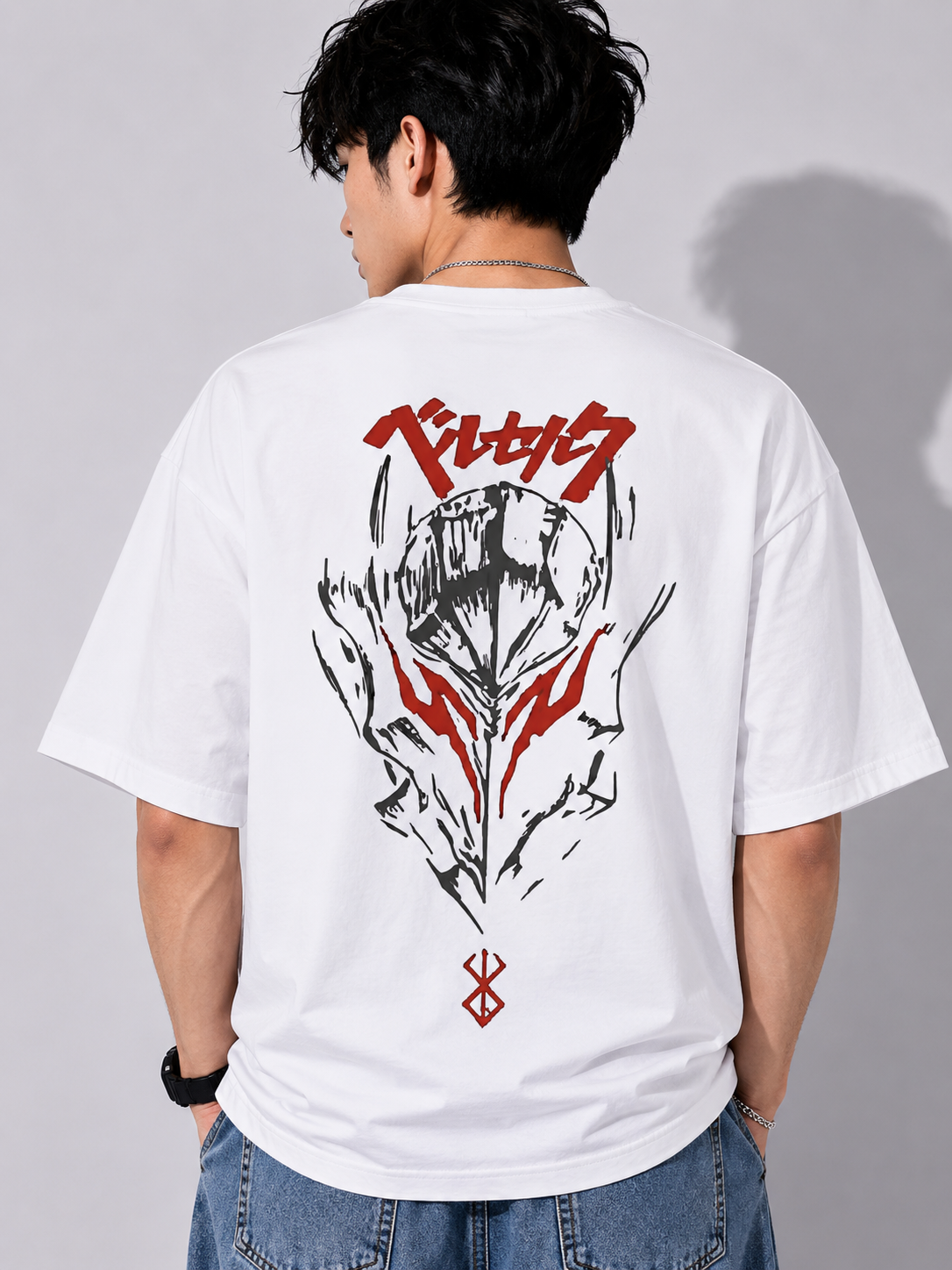 Armor of Rage Sigil Berserk Oversized T-shirt in White