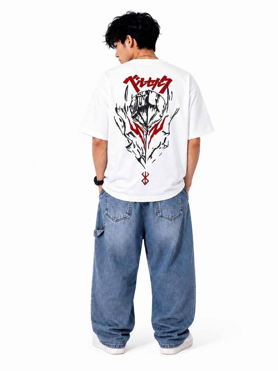 Berserk Crimson Sigil Oversized White Graphic T-Shirt