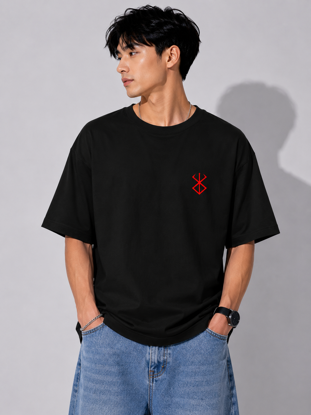 Armor of Rage Sigil Oversized Berserk Graphic T-Shirt in Black