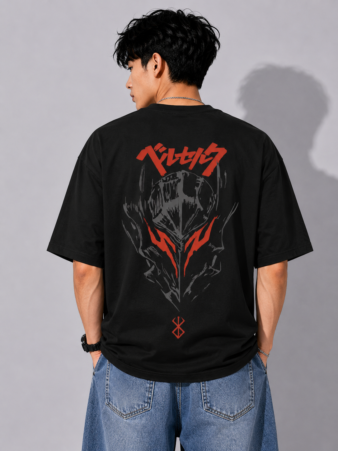 Armor of Rage Sigil Oversized Berserk Graphic T-Shirt in Black
