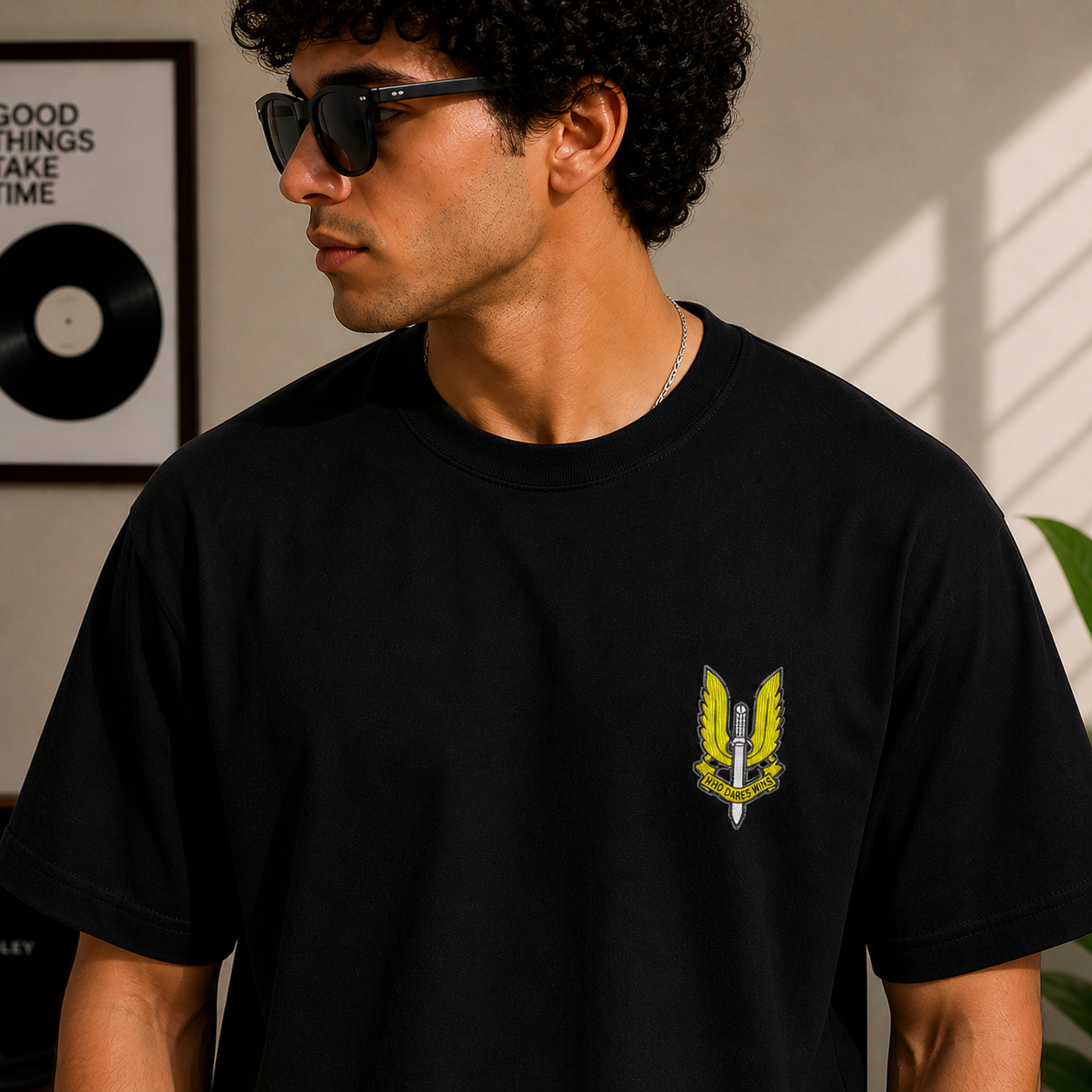 Balidan Winged Dagger Oversized Black T-Shirt