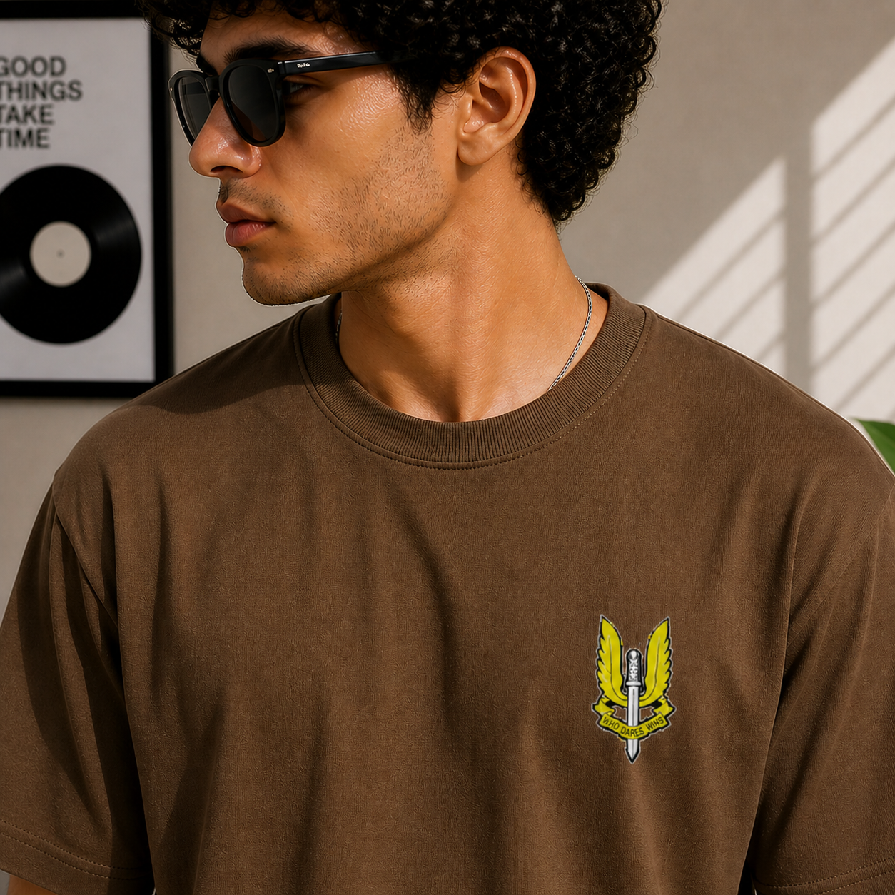 Balidan Winged Dagger Oversized Brown T-Shirt