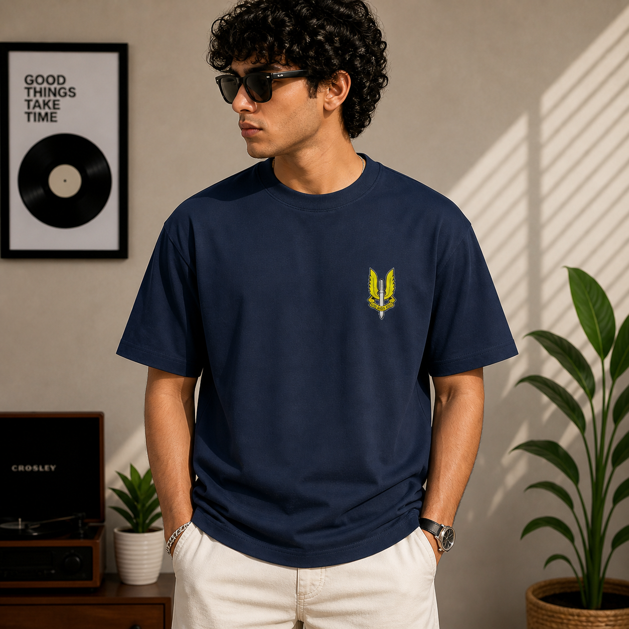 Balidan Winged Dagger Oversized Navy Blue T-Shirt