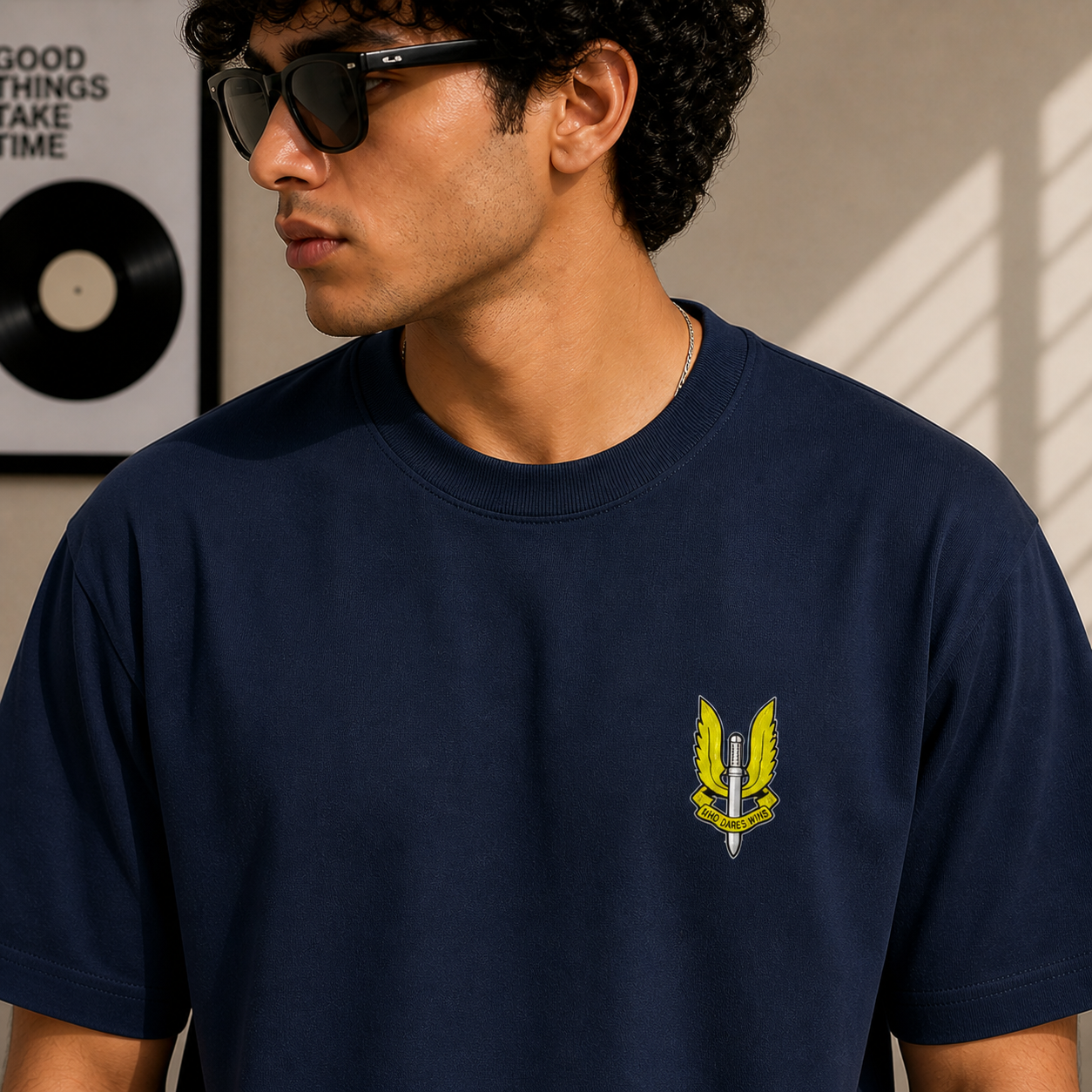 Balidan Winged Dagger Oversized Navy Blue T-Shirt
