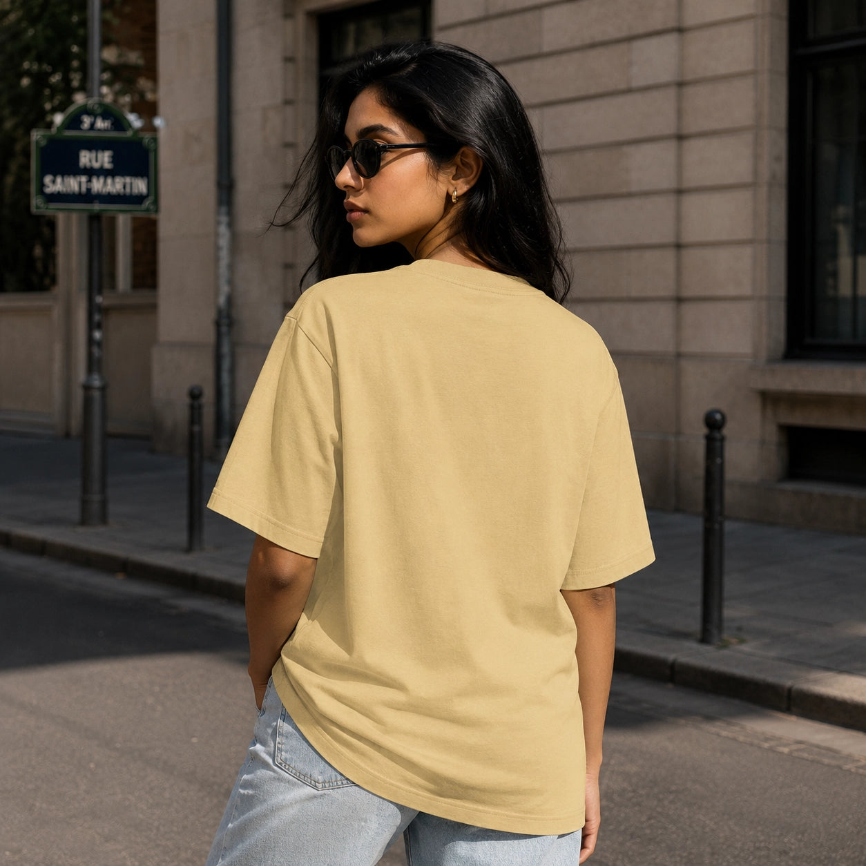 Beige Plain Oversized Cotton T-Shirt Unisex – Blank Essential