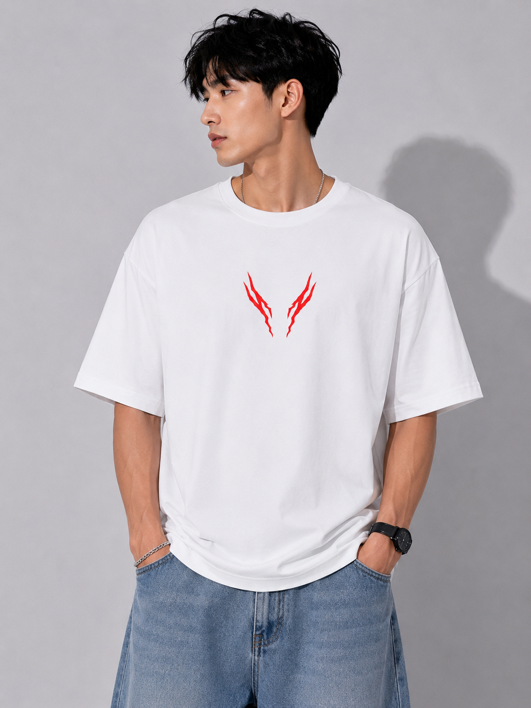 Berserk Crimson Sigil Oversized White Graphic T-Shirt