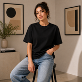 Black Plain Oversized Cotton T-Shirt Unisex – Blank Essential