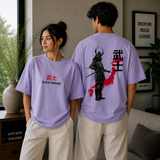Black Samurai Bushi Oversized Lavender Graphic T-Shirt
