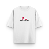 Black Samurai Bushi Oversized White Graphic T-Shirt