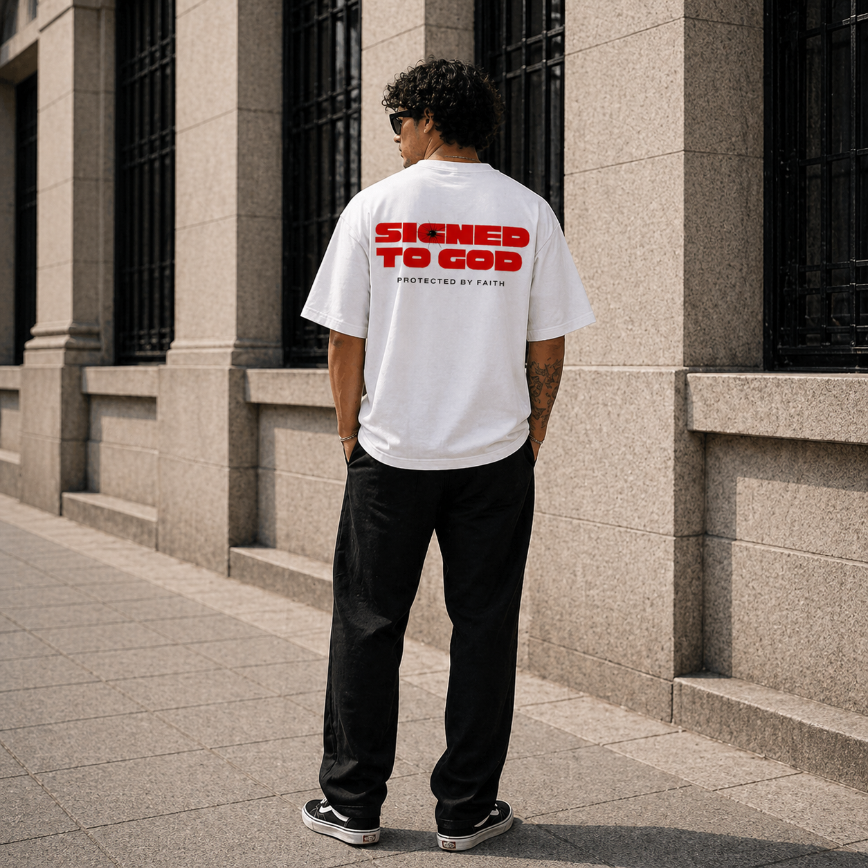 STG Signed to God Oversized Printed White T-Shirt