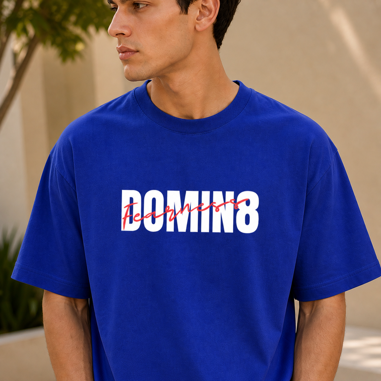 Dominate Fearlessness Oversized Cotton T shirt Royal Blue