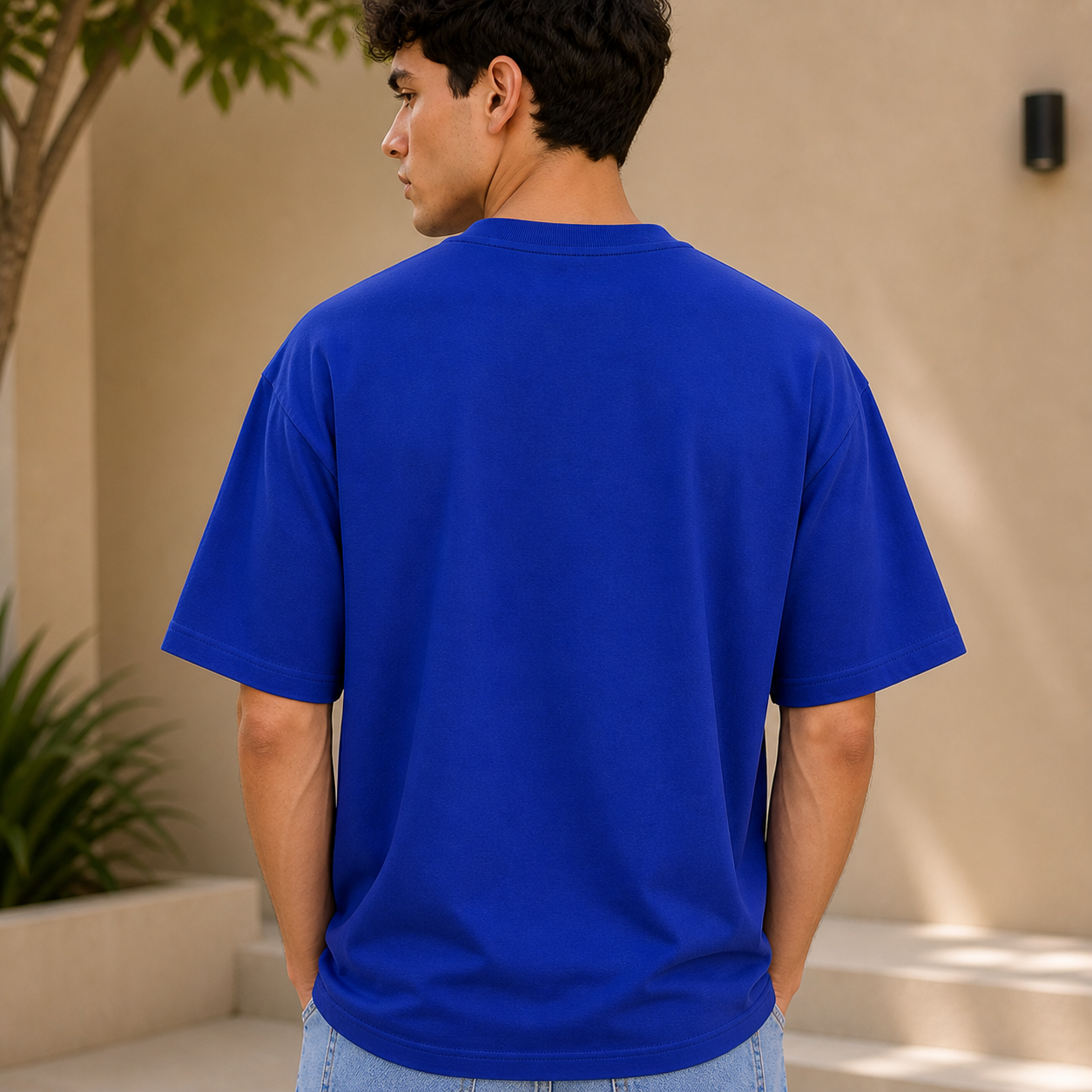 Dominate Fearlessness Oversized Cotton T shirt Royal Blue