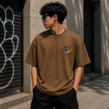 Skate and Destroy Skeleton Oversized Brown Graphic T-Shirt